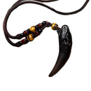 Obsidian Wolf Tooth Pendant Necklace