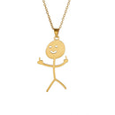 Funny Stickman Pendant Necklace 