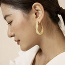 Oval Shiny Hoop Earrings 