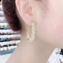 Oval Shiny Hoop Earrings 