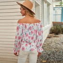 Bloemen Blouse met Ruches Mouwen