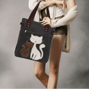 Cat Embroidered Canvas Bag 