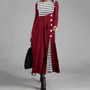 Women's Striped Long Sleeve Patchwork Dress