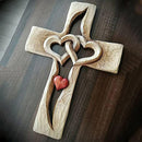 Entwined Hearts | Carved Wooden Cross