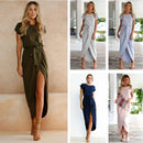 Short Sleeve Round Neck Maxi Dress