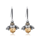 Crystal Drop Bee Earrings
