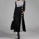 Women's Striped Long Sleeve Patchwork Dress