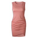 Asymmetric Brushed Sheath Mini Dress