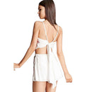 Set with embroidered crop top and floral shorts