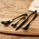 4 Piece Black Polished Stainless Steel Dinnerware Set