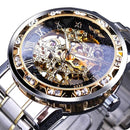 Retro luminous skeleton mechanical watch 