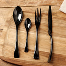 4 Piece Black Polished Stainless Steel Dinnerware Set