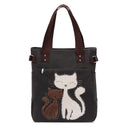 Cat Embroidered Canvas Bag 