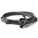 Men's Leather Anchor Bracelet