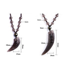 Obsidian Wolf Tooth Pendant Necklace