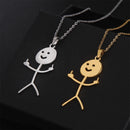 Funny Stickman Pendant Necklace 