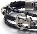 Anchor Leather Bracelet