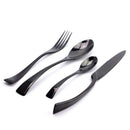4 Piece Black Polished Stainless Steel Dinnerware Set