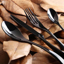 4 Piece Black Polished Stainless Steel Dinnerware Set