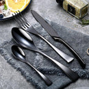 4 Piece Black Polished Stainless Steel Dinnerware Set
