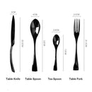 4 Piece Black Polished Stainless Steel Dinnerware Set
