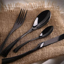 4 Piece Black Polished Stainless Steel Dinnerware Set