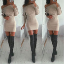 Vrouwen Winter Off Shoulder Lange Mouw