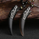 Obsidian Wolf Tooth Pendant Necklace