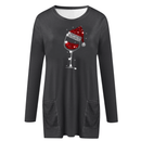 Wine &amp; Santa Hat Sweatshirt for Women