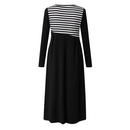 Women's Striped Long Sleeve Patchwork Dress