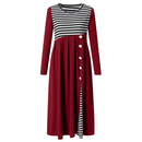 Women's Striped Long Sleeve Patchwork Dress
