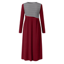Women's Striped Long Sleeve Patchwork Dress