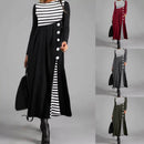 Women's Striped Long Sleeve Patchwork Dress